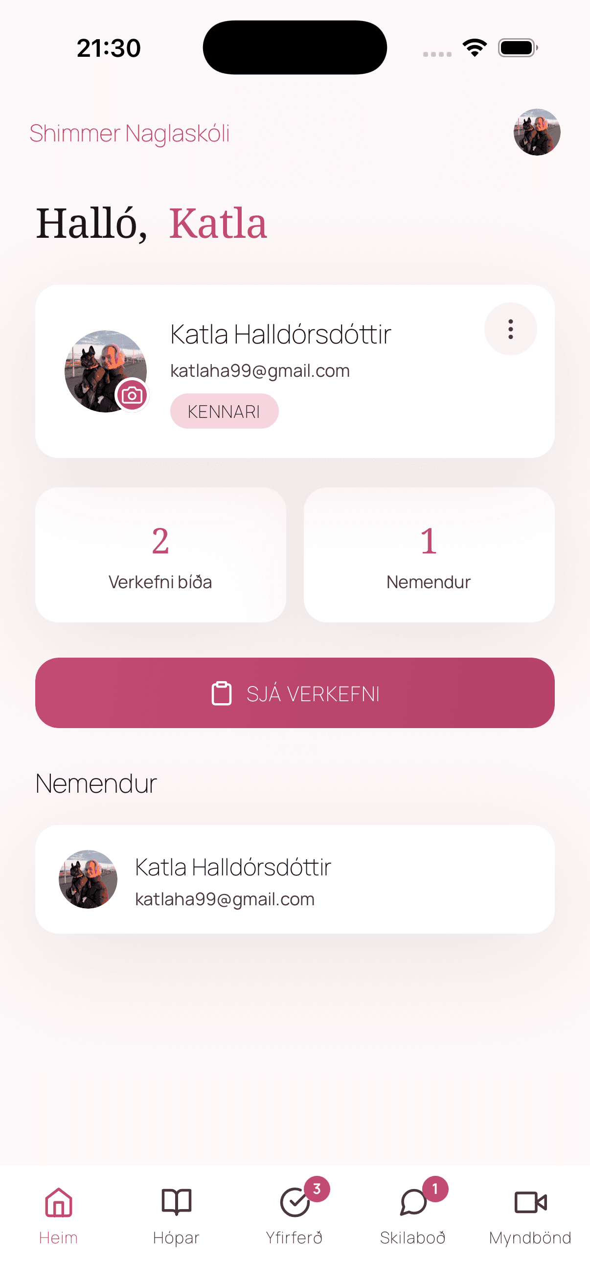 Instructor dashboard with cohort overview